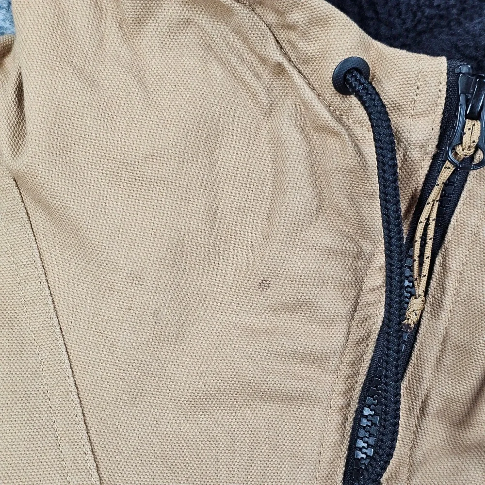 Mountain Hardwear Hooded Jacket Mens Medium Tan Canvas Sherpa Quilted Lined Gorp